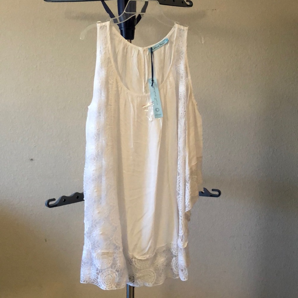 Soft white Embroidered exposed shoulder top